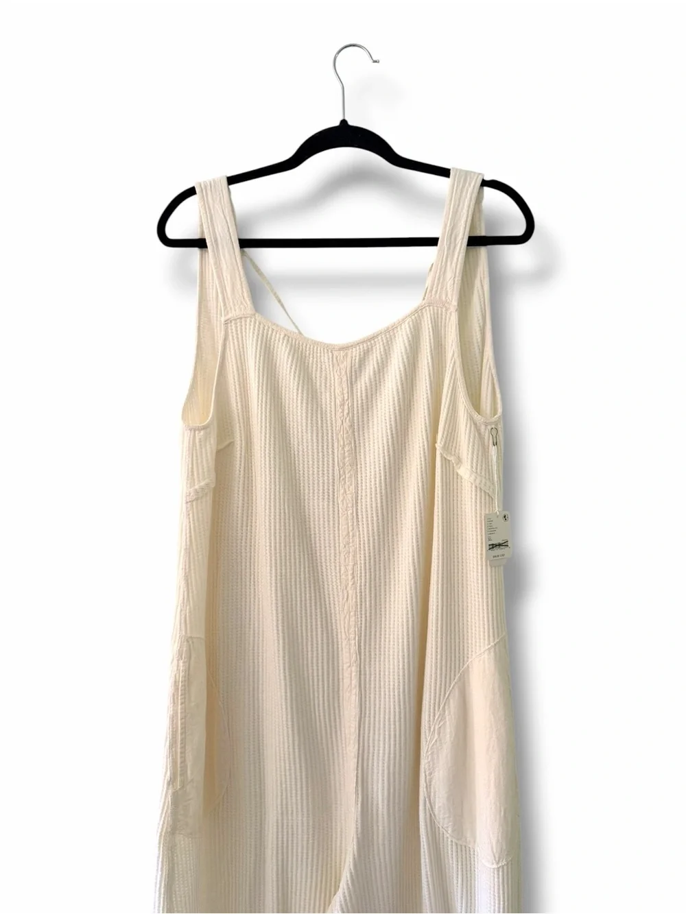 NWT Free People One Cream Callie Thermal Wide-Leg Sleeveless Jumpsuit Size XL